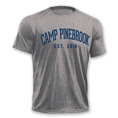Under armor t-shirt made of 100% polyester moisture wicking and odor resistant fabric. Printed with Camp Pinebrook wordmark.
