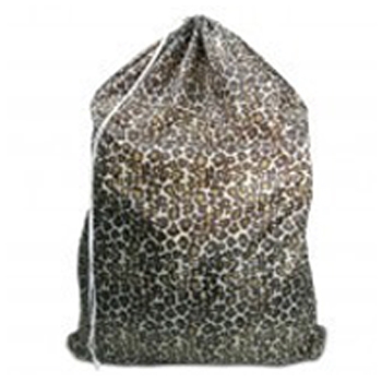 Leopard printed laundry bag.