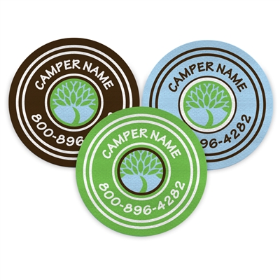 <!007>CAMP LAURELWOOD - LOGO CIRCLE PRESS-ON LABELS