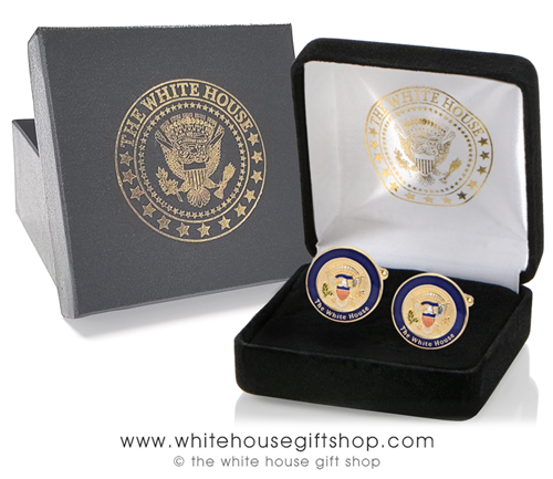 The White House Cufflinks, 24K gold, 3 dimensional,