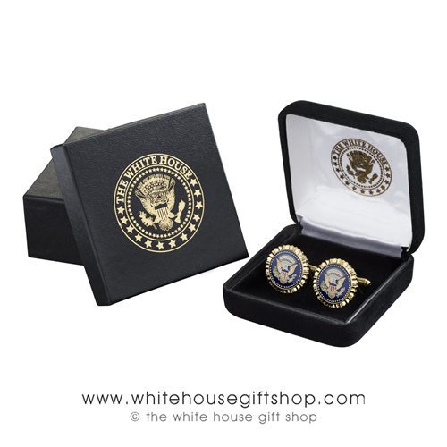 Seal of the President Cuff links, cufflink set of Presidential Seal, White House Eagle Seal, 24K gold finish from Official Gift Shop