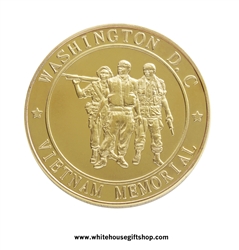 Vietnam Memorial Commemorative gold Challenge Coin, protective capsule.