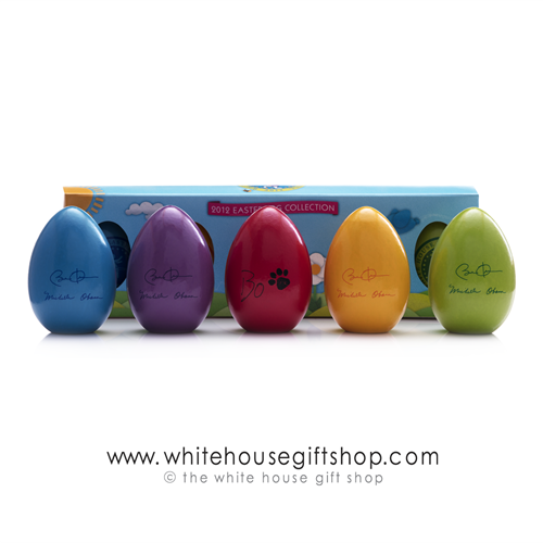 2012 White House Easter Egg, President Obama and Michelle Obama signed wooden eggs, Egg Roll