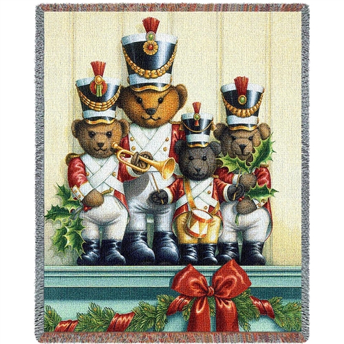 Holiday Teddy Bear Soldier Throw Blanket SALE