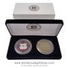 United States Coast Guard Challenge Coin Set, 2 Coast Guard coins, custom display case and presentation gift box, with White House gold Seal on lid, from original official White House Gift Shop Est. 1946.