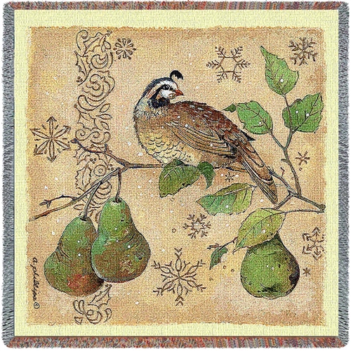Partridge and Pear Tree Tapestry Throw Blanket SALE