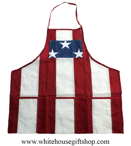 White House Patriotic Apron, Made in USA, Pockets