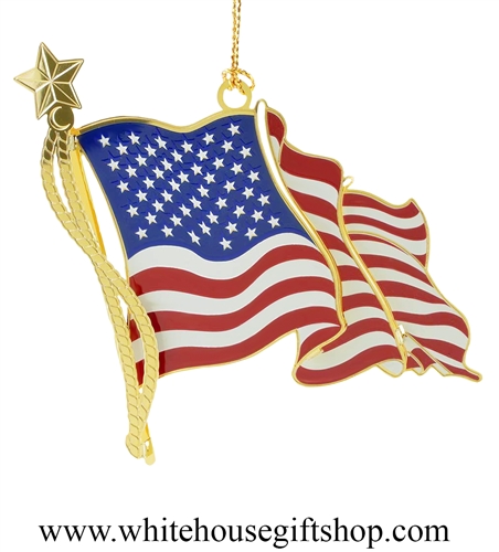 American Flag 3D White House Ornament