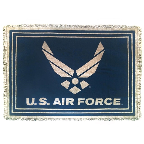 US AIR FORCE CHEVRON Throw & Blanket, MADE IN AMERICA, 100% COTTON