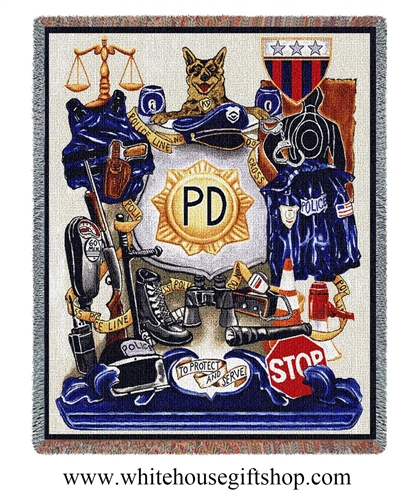 Blankets, Policeman Pride Blanket, Throw Woven in the USA! Honors Police