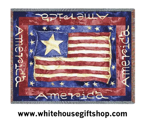 Old Glory USA Flag Throw, Blanket, Tapestry from the White House Gift Shop Americana Collection,  WHGS-773-T