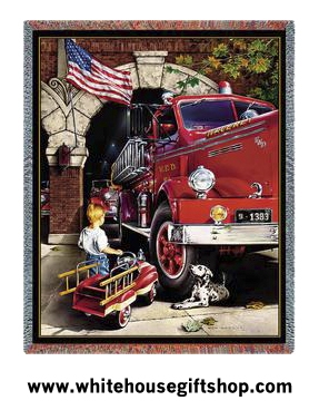 American Memories, US Firetruck Throw Blanket, SALE