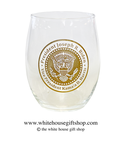 White House Stemless Wine Glass Set , Presidential Seal, President Eagle official authentic Glassware