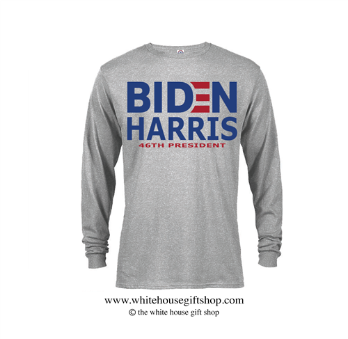 46th POTUS Joseph R. Biden & VPOTUS Kamala Harris Long Sleeve T-shirt in Grey