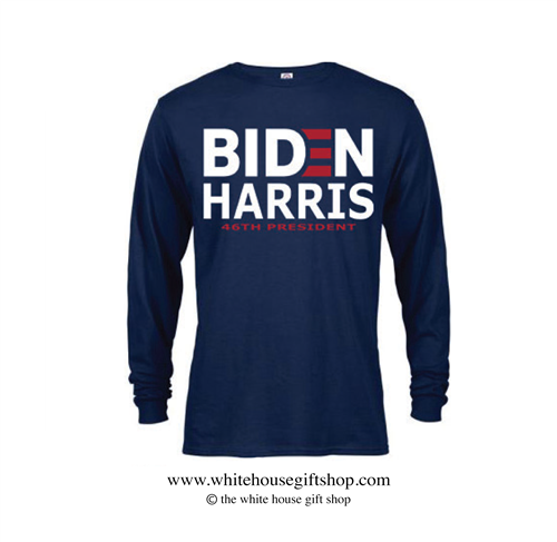 46th POTUS Joseph R. Biden & VPOTUS Kamala Harris Long Sleeve T-shirt in Navy