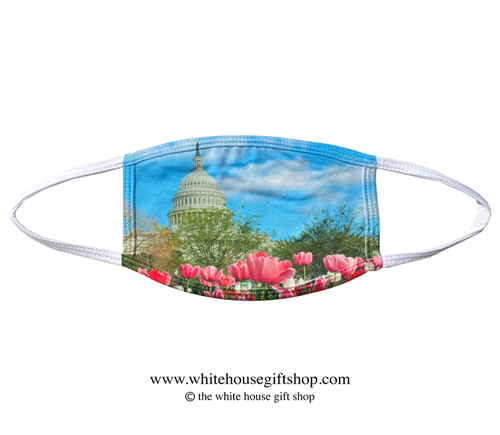 COVID-19 Global Response Face Mask in White with The Capitol Building