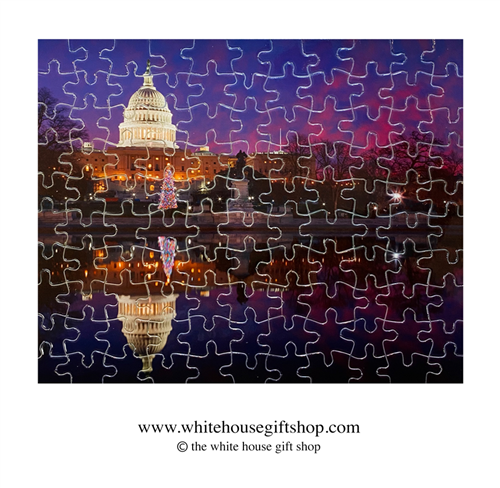 The Capitol Building with Christmas Tree, 110 Piece Jigsaw Puzzle, Made in USA!