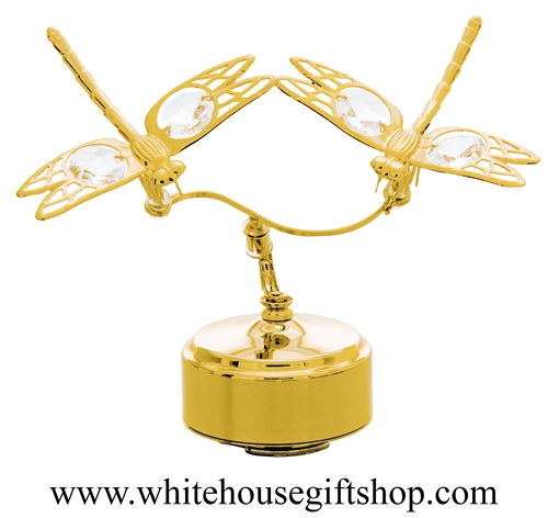 Gold Dragonfly Duo Music Box with SwarovskiÂ® Crystals