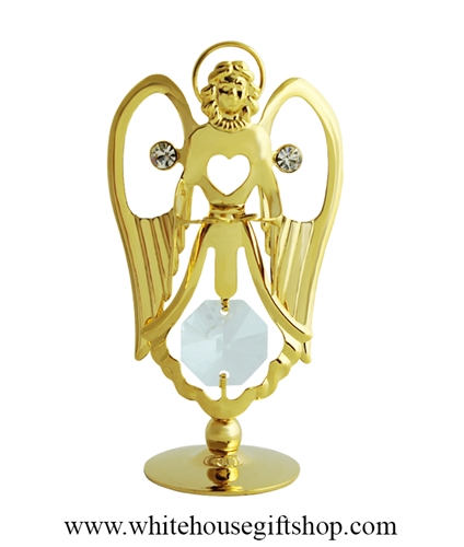 Gold Angel Holding a Bible Table Top Display with SwarovskiÂ® Crystals