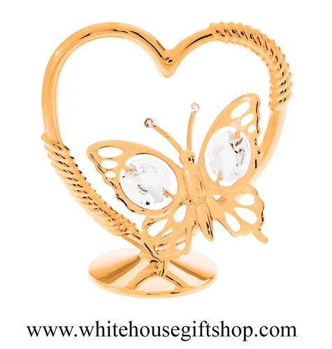 Gold Mini Butterfly Heart Table Top Display with SwarovskiÂ® Crystals