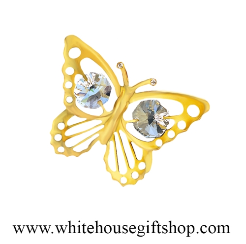 Gold Mini Butterfly Magnet/ Sun Catcher Window Cling with SwarovskiÂ® Crystals