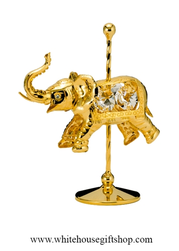 Gold Carousel Elephant Table Top Display with SwarovskiÂ® Crystals