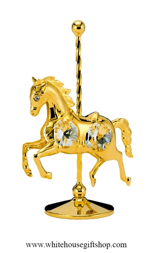 Gold Carousel Horse Table Top Display with SwarovskiÂ® Crystals