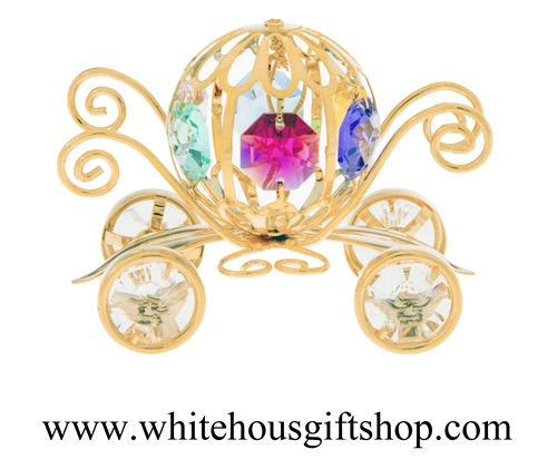 Gold Colored Pumpkin Carriage Ornament