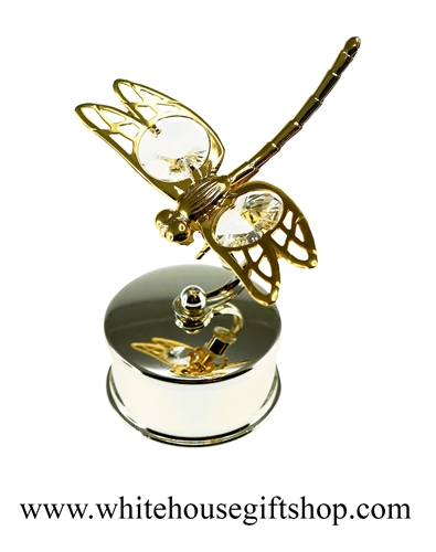 Gold Mini Dragonfly Jewelry Box with SwarovskiÂ® Crystals