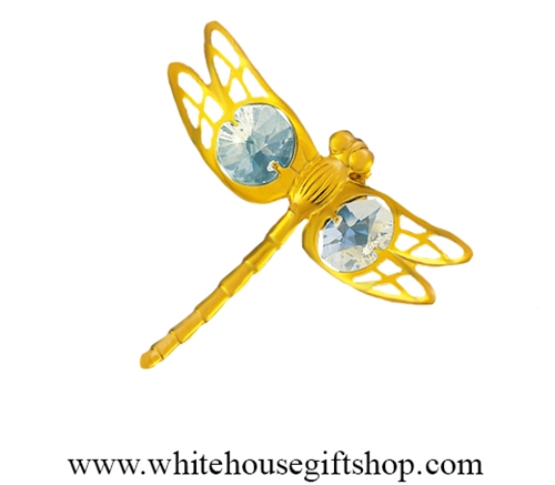 Gold Mini Dragonfly Magnet/ Sun Catcher Window Cling with SwarovskiÂ® Crystals