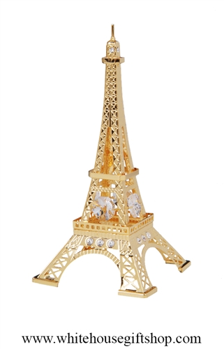 Gold Eiffel Tower Ornament with SwarovskiÂ® Crystals