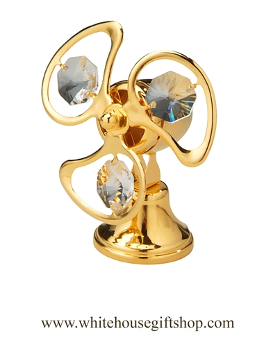 Gold Classic Electric Fan Ornament with SwarovskiÂ® Crystals