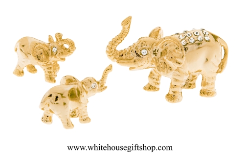 Gold Elephant Family Table Top Collection with SwarovskiÂ® Crystals