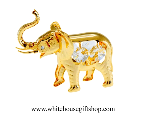 Gold Elephant With Raised Trunk Ornament