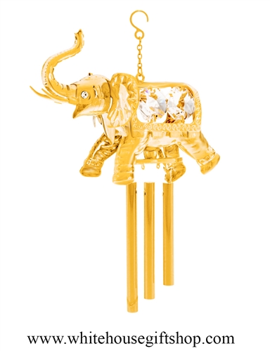 Gold Circus Elephant Chime Ornament with SwarovskiÂ® Crystals