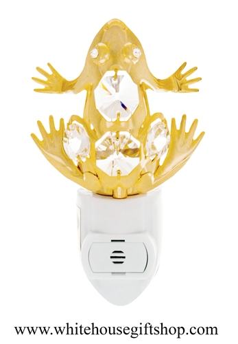 Gold Northern Frog Nightlight with SwarovskiÂ® Crystals