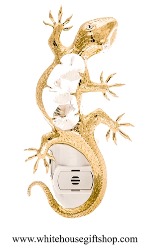 Gold Gecko Nightlight with SwarovskiÂ® Crystals