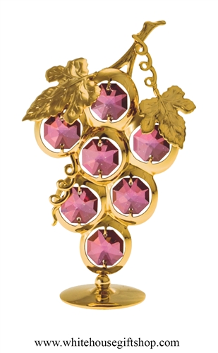 Gold Bunch of Grapes Table Top Display with Amethyst SwarovskiÂ® Crystals