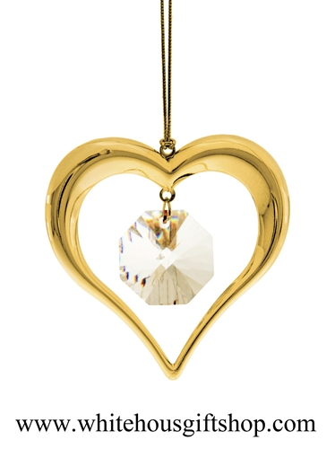 Gold Heart Crystal Ornament