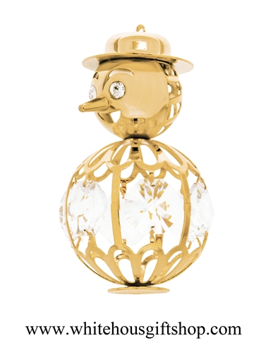 Gold Holiday Snowman Ornament