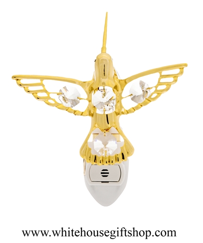 Gold Hummingbird Nightlight with SwarovskiÂ® Crystals