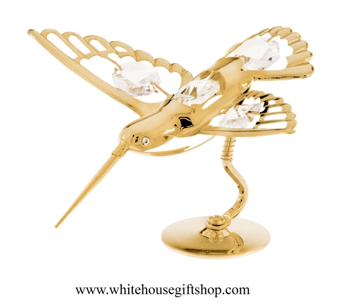 Gold Hummingbird Table Top Display with SwarovskiÂ® Crystals