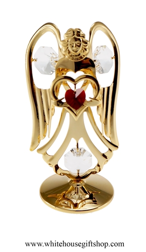 Gold Guardian Angel Birthstone Collection: July with Ruby Red Colored & Clear SwarovskiÂ® Crystals