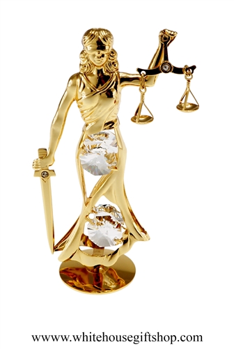 Gold Lady Justice Table Top Display with SwarovskiÂ® Crystals