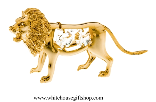 Gold Lion Ornament with SwarovskiÂ® Crystals