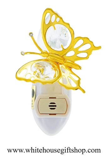 Gold Mini Butterfly Nightlight with SwarovskiÂ® Crystals
