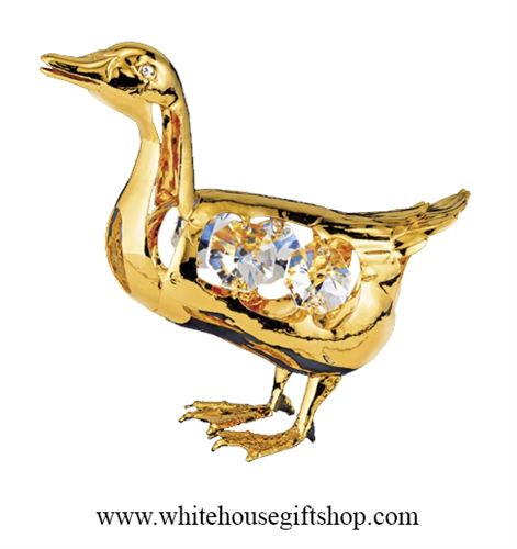 Gold Mallard Duck Ornament with SwarovskiÂ® Crystals.