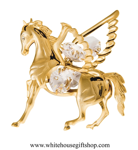 Gold Pegasus Ornament with Swarovski Crystals