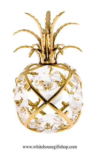 Gold Pineapple Ornament with Swarovski Crystals