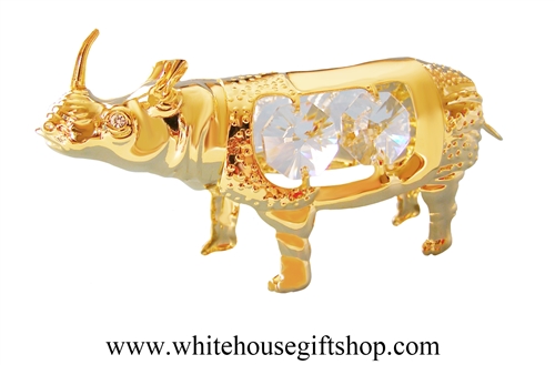 Gold Rhino Ornament with SwarovskiÂ® Crystals